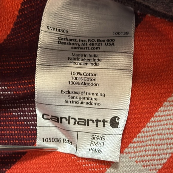 Carhartt Loose Fit Heavyweight Twill Long-Sleeve Plaid Button Up Shirt Women’s S - Picture 8 of 8